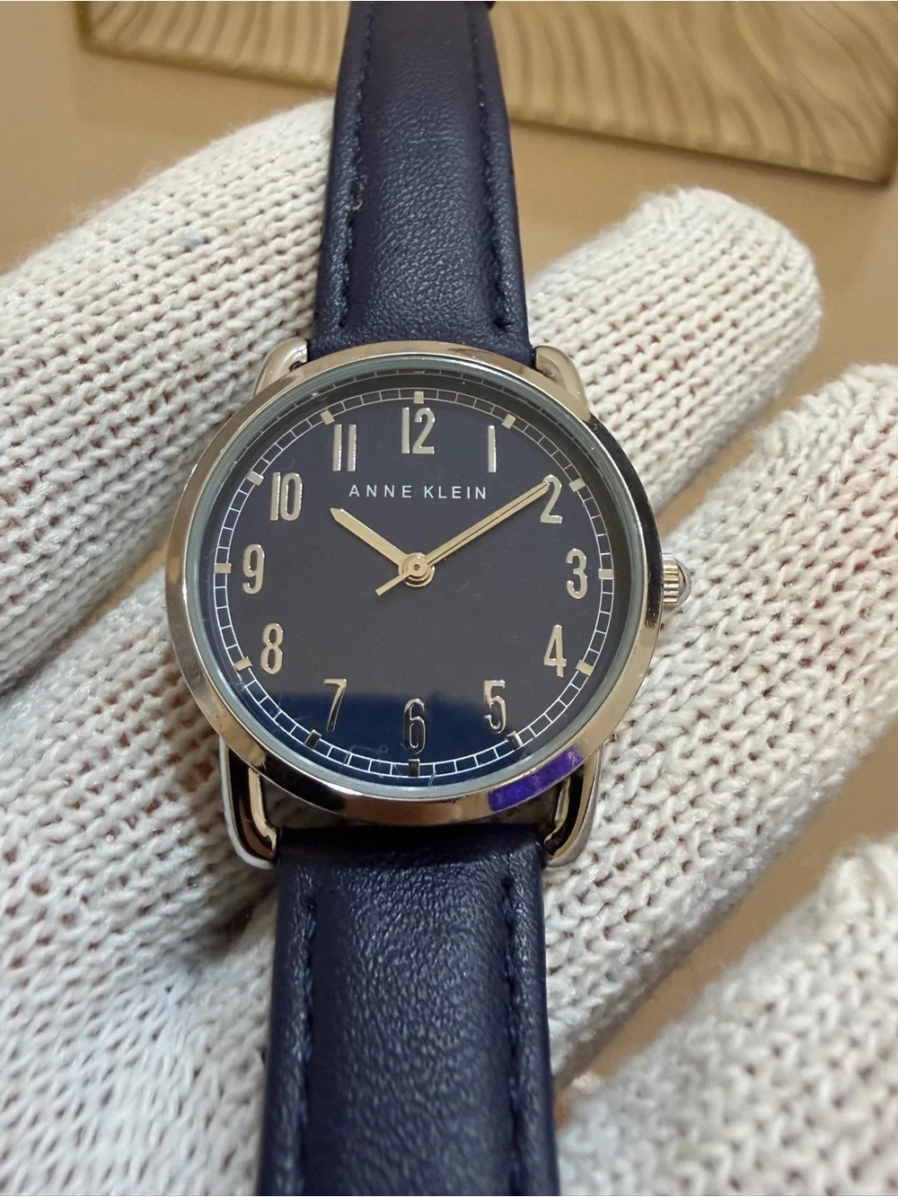 Anne Klein Women's Easy-to-Read Casual Watch Navy Blue Dial Silver Case AK/2565